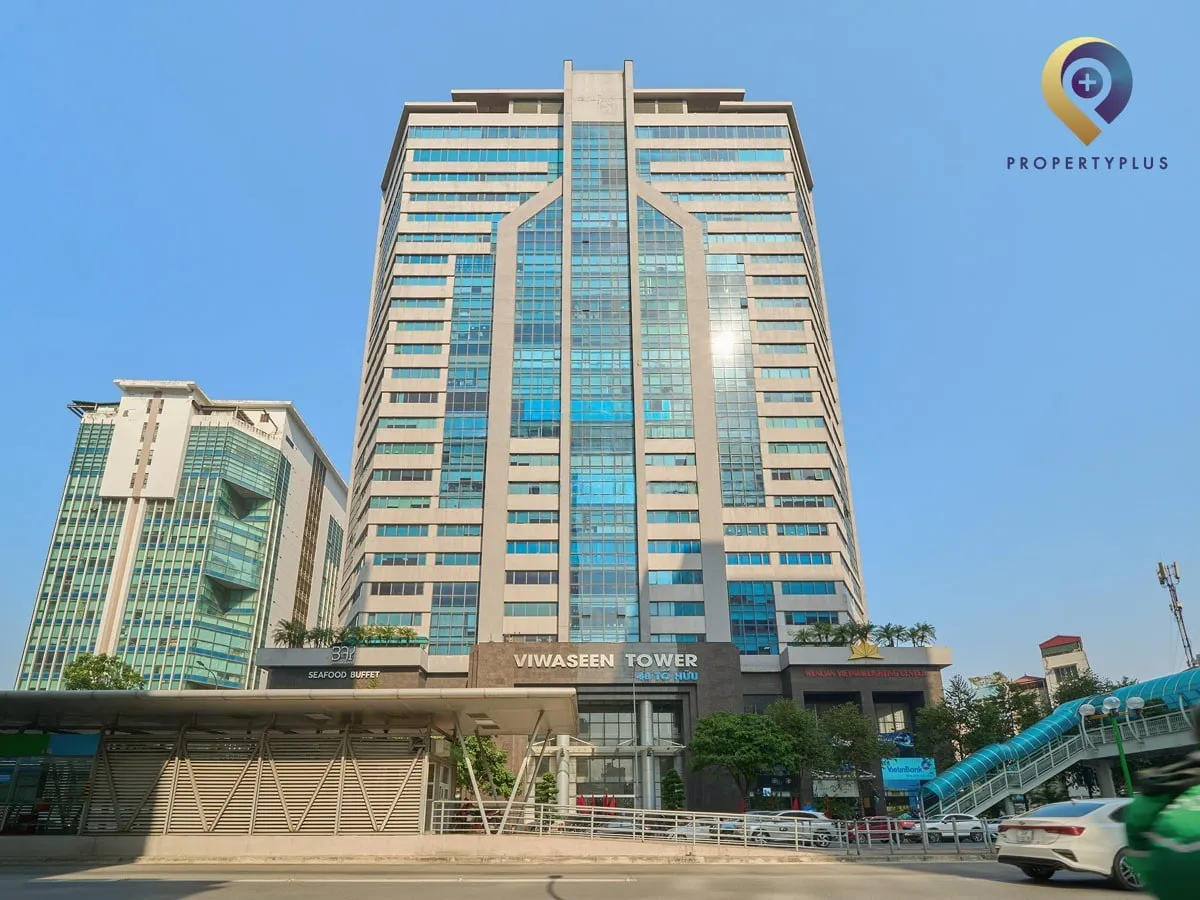 Toàn cảnh tòa nhà Viwaseen Tower nhìn từ mặt đường Tố Hữu, Hà Nội.